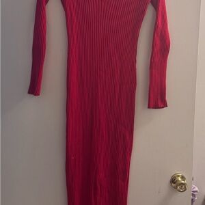 Chic Long Sleeve Red Dress New no tag